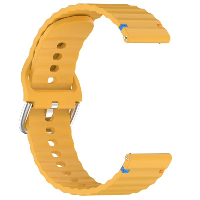 20mm Watch Strap for Samsung Galaxy Watch7 / FE / Huawei Watch GT 3 / 2 42mm Flat Wavy Silicone Band with Metal Buckle - Yellow