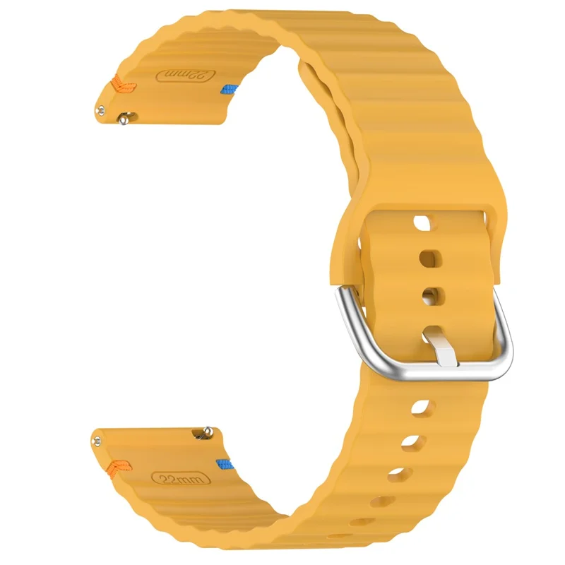 20mm Watch Strap for Samsung Galaxy Watch7 / FE / Huawei Watch GT 3 / 2 42mm Flat Wavy Silicone Band with Metal Buckle - Yellow
