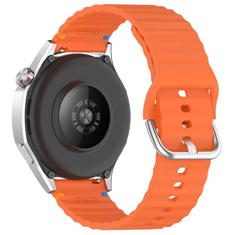22mm Watch Strap for Samsung Galaxy Watch3 45mm / Watch 46mm / Huawei Watch 4 Pro Flat Wavy Silicone Band - Orange