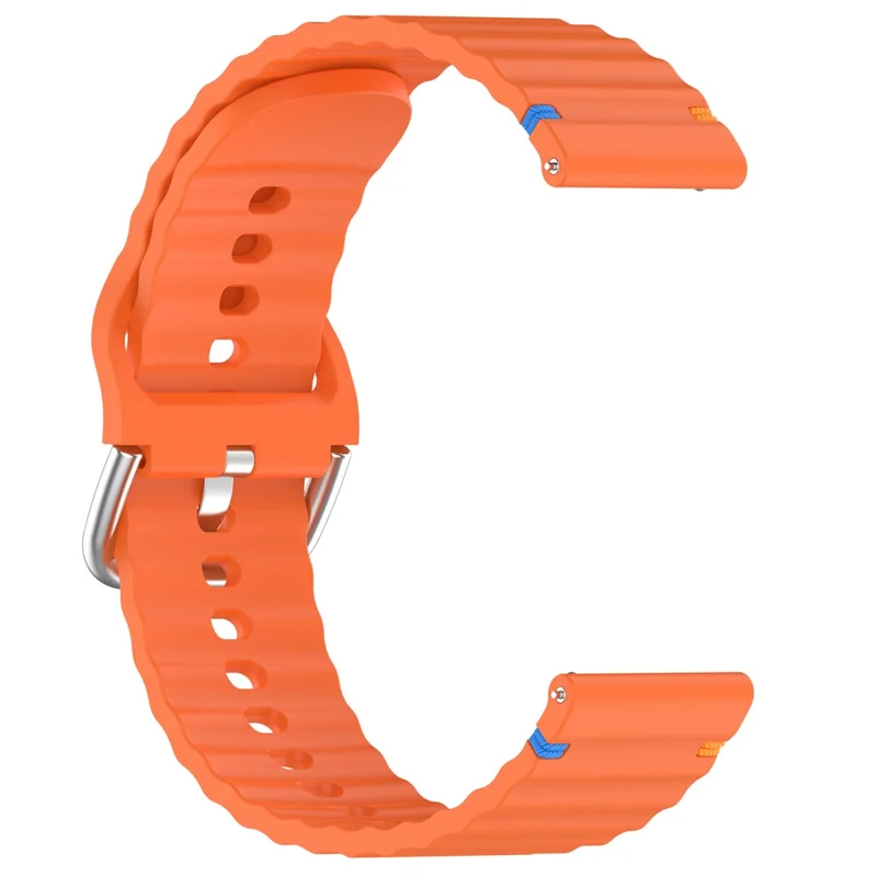 22mm Watch Strap for Samsung Galaxy Watch3 45mm / Watch 46mm / Huawei Watch 4 Pro Flat Wavy Silicone Band - Orange