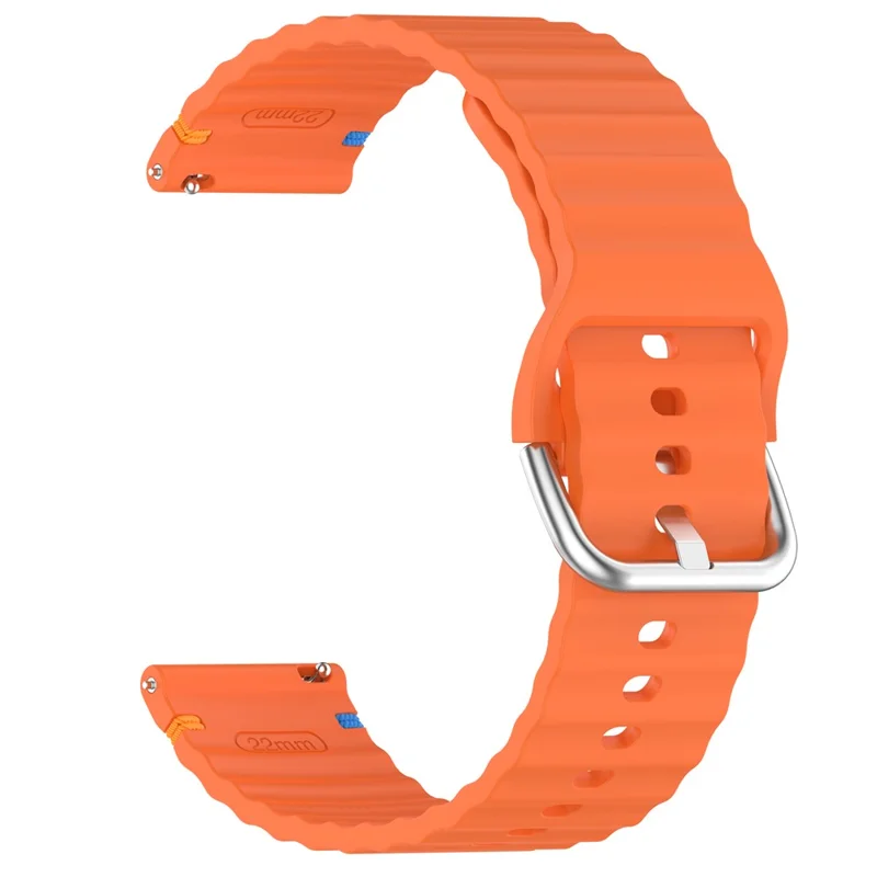 22mm Watch Strap for Samsung Galaxy Watch3 45mm / Watch 46mm / Huawei Watch 4 Pro Flat Wavy Silicone Band - Orange