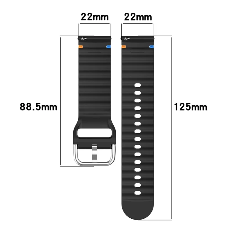 22mm Watch Strap for Samsung Galaxy Watch3 45mm / Watch 46mm / Huawei Watch 4 Pro Flat Wavy Silicone Band - Orange