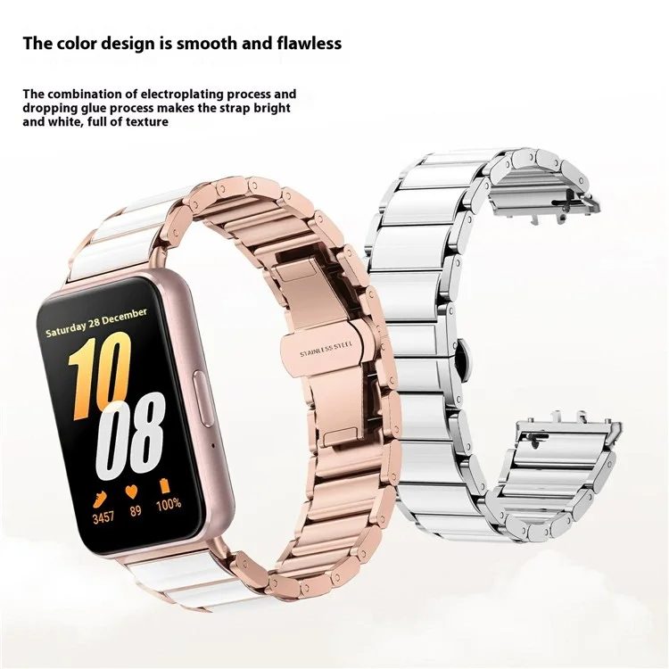 Ремешок для Samsung Galaxy Fit3 из нержавеющей стали с керамикоподобным покрытием - Розовое золото