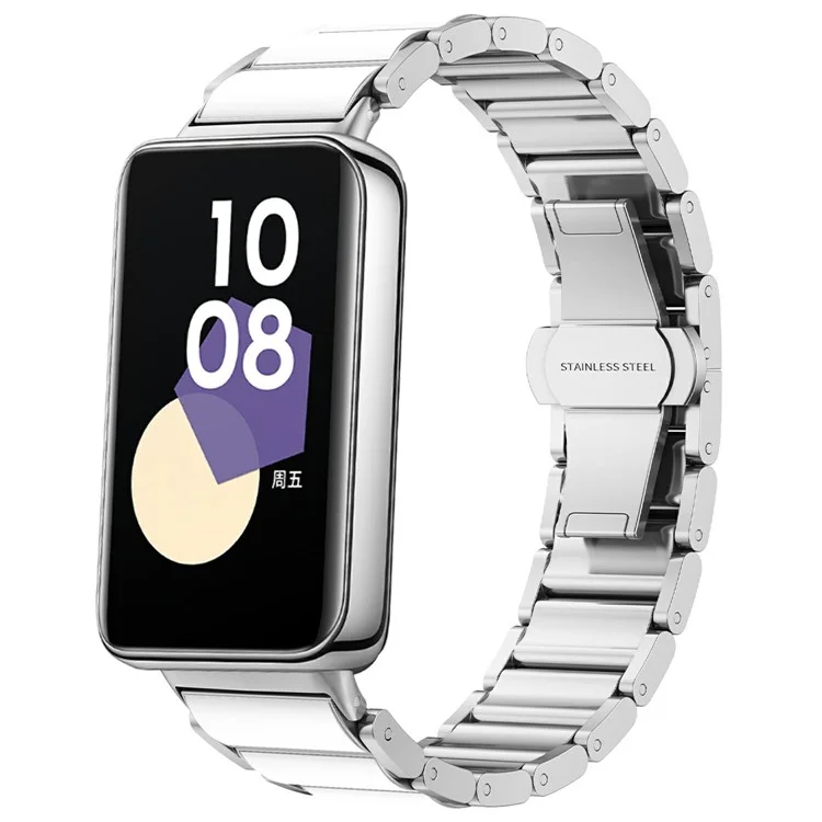 Pulseira For Honor Band 9 com Acabamento Cerâmico em Aço Inoxidável - Prata