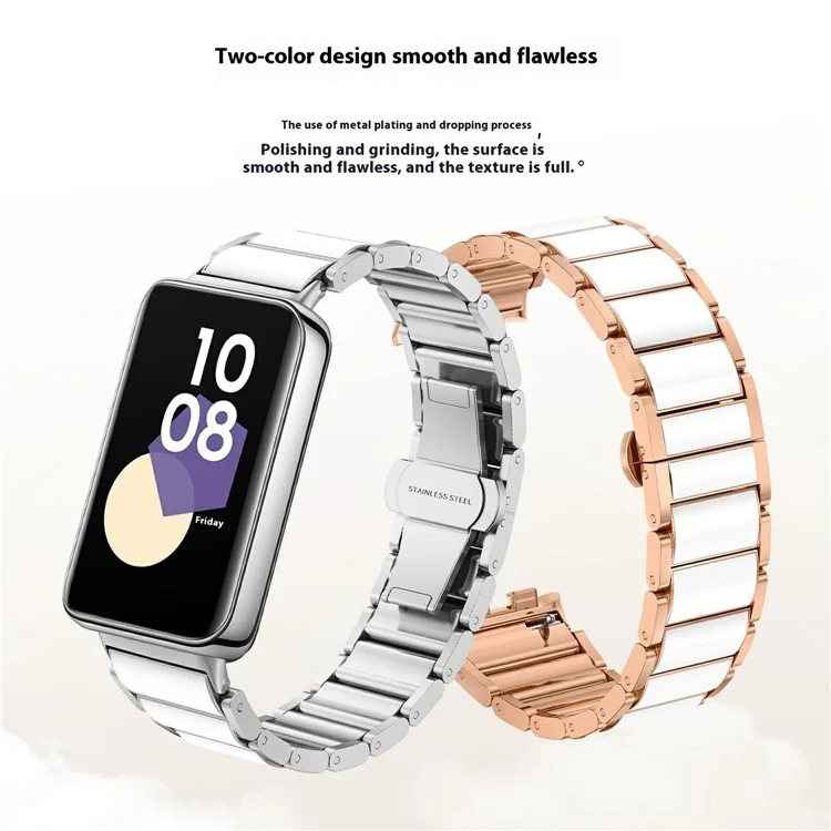 Pulseira For Honor Band 9 com Acabamento Cerâmico em Aço Inoxidável - Prata