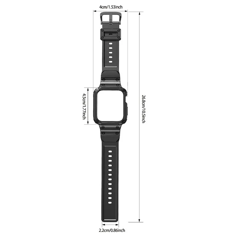 For Apple Watch Series 10 42mm TPU One-Piece Solid Color Watchband with Protective Case - Black