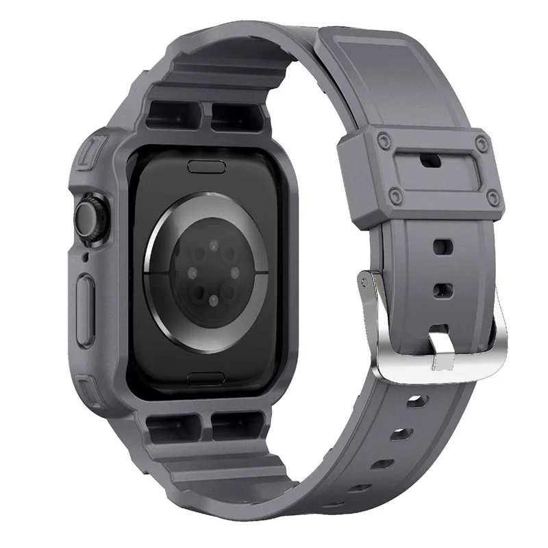 For Apple Watch Series 10 42mm TPU One-Piece Solid Color Watchband with Protective Case - Grey