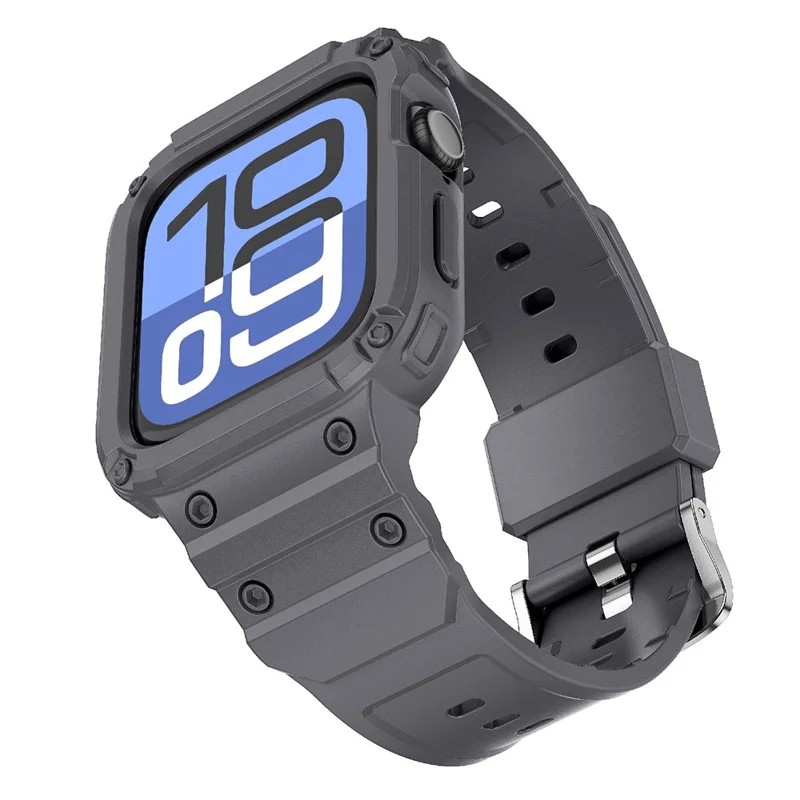 For Apple Watch Series 10 42mm TPU One-Piece Solid Color Watchband with Protective Case - Grey