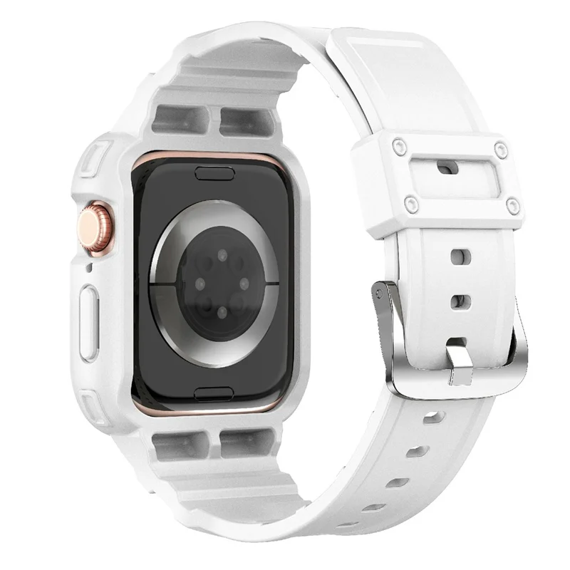For Apple Watch Series 10 46mm TPU One-Piece Solid Color Watchband with Protective Case - White