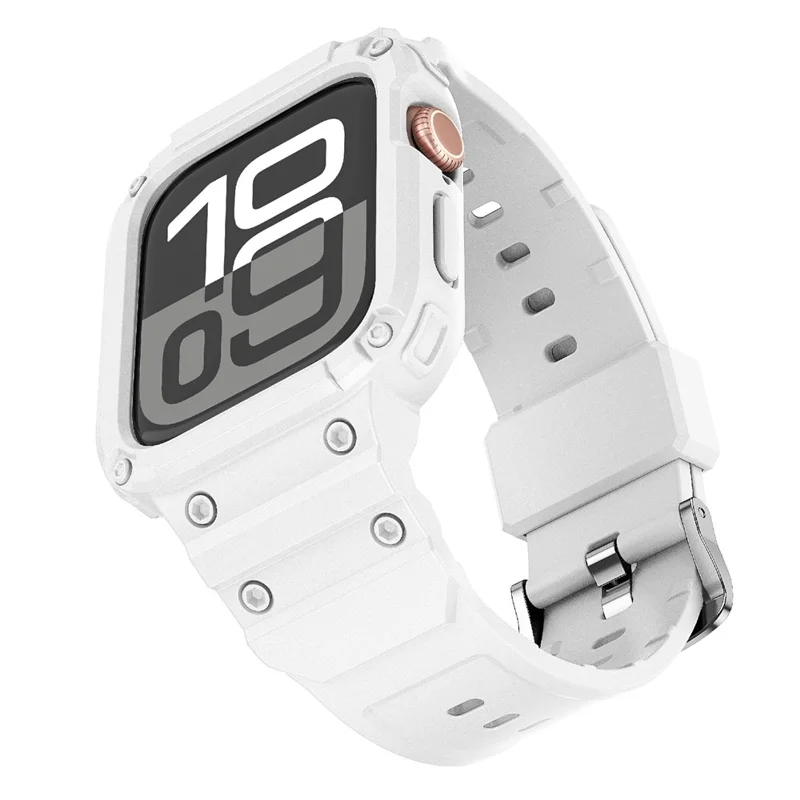 For Apple Watch Series 10 46mm TPU One-Piece Solid Color Watchband with Protective Case - White