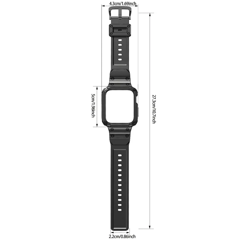 For Apple Watch Series 10 46mm TPU One-Piece Solid Color Watchband with Protective Case - White