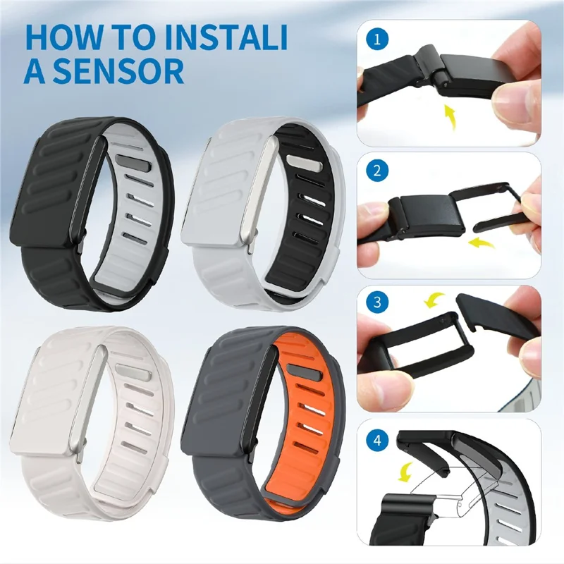Pour WHOOP 4.0 Bracelet de Suivi de Fitness Bracelet de Remplacement en Silicone Ajustable - Noir+Gris Clair