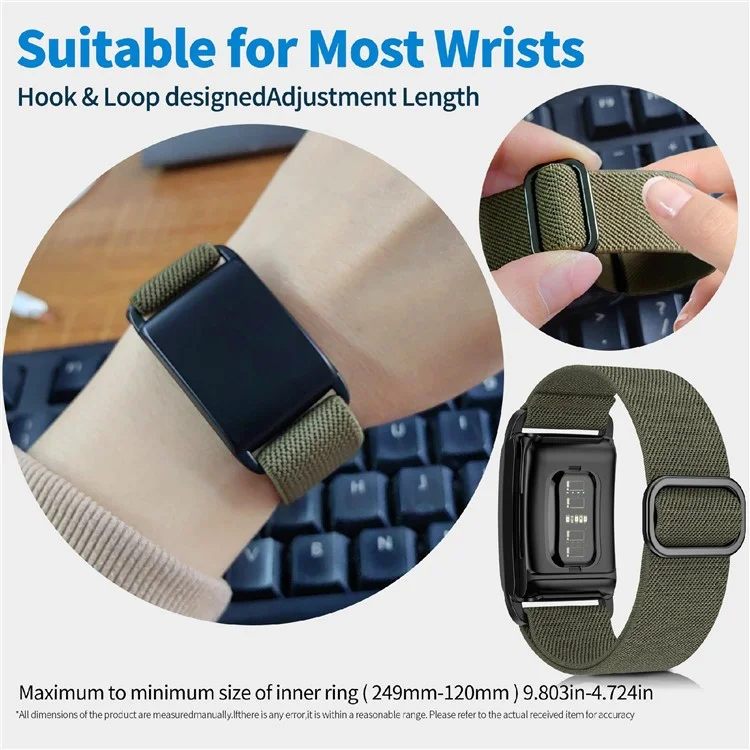 For WHOOP 4.0 Fitness Tracker Elastic Polyester One-Piece Wrist Strap with Adjustment Buckle - Grey