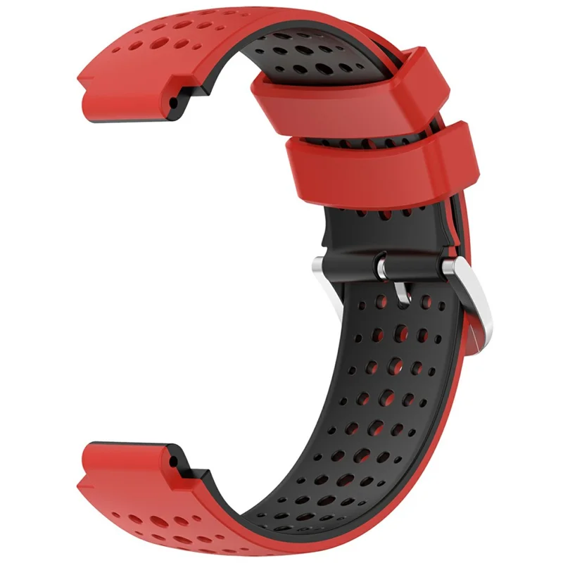 For Garmin Forerunner 220 Silicone Watch Band Replacement Wrist Strap with Round Holes - Red+Black