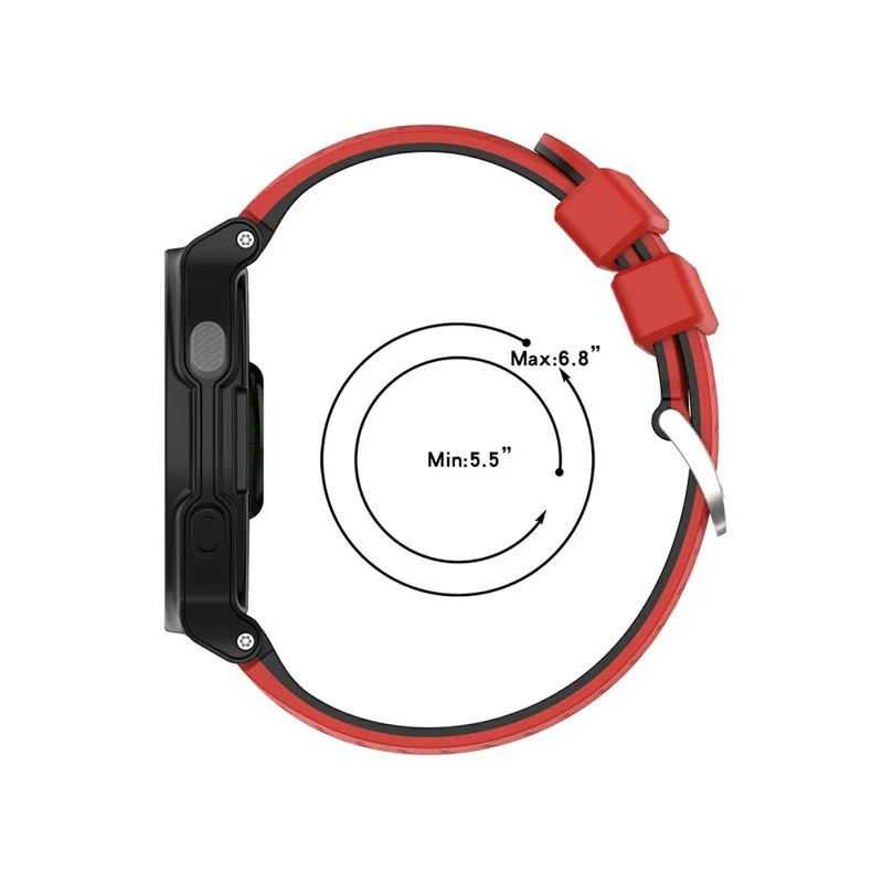 For Garmin Forerunner 220 Silicone Watch Band Replacement Wrist Strap with Round Holes - Red+Black