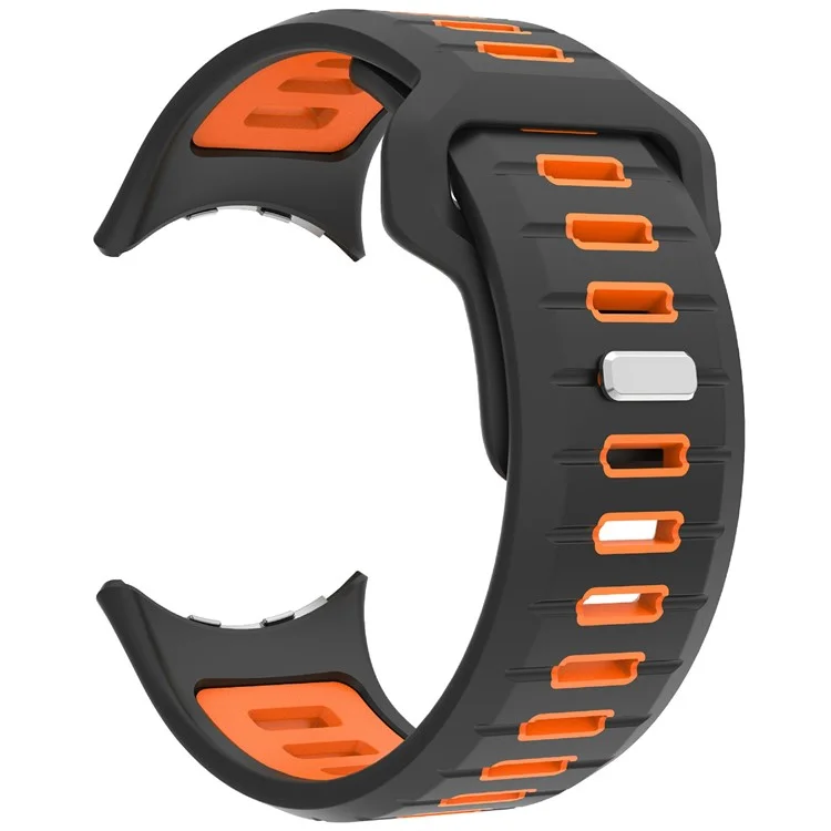 For Google Pixel Watch 3 45mm Replacement Watch Band Dual Color Silicone Strap - Black+Orange