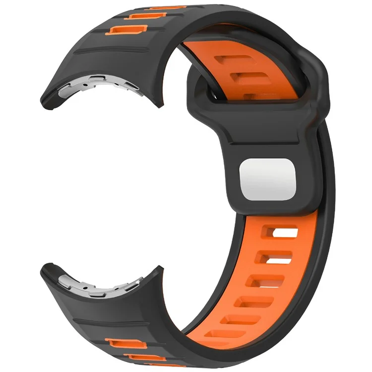 For Google Pixel Watch 3 45mm Replacement Watch Band Dual Color Silicone Strap - Black+Orange