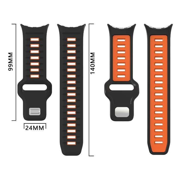 For Google Pixel Watch 3 45mm Replacement Watch Band Dual Color Silicone Strap - Black+Orange