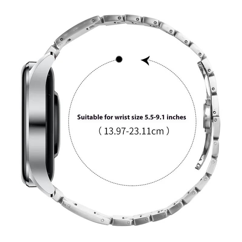 For Huami Amazfit Stratos 3 Replacement Strap H-Type Butterfly Clasp Stainless Steel Watch Band Silver