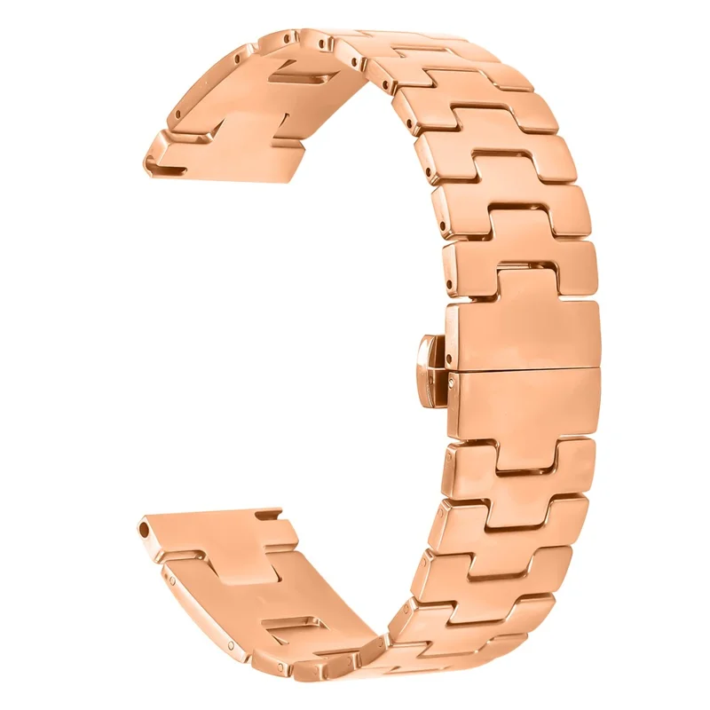 For Huami Amazfit Stratos 3 Replacement Strap H Type Metal Watch Band - Rose Gold