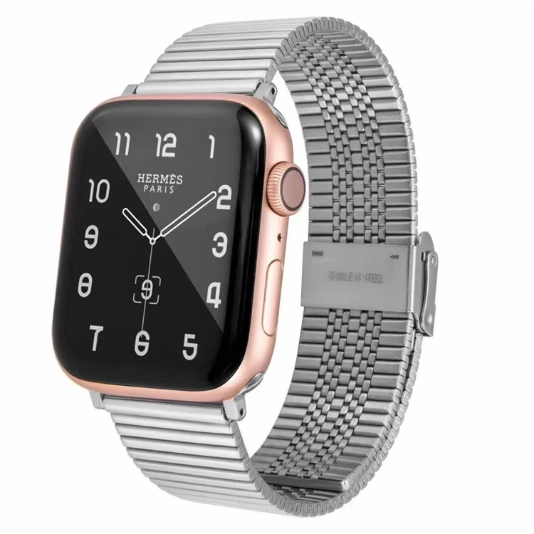 Buckle Design Stainless Steel Smart Watch Strap Replacement for Apple Watch Series 10 42mm / 9 8 7 41mm / 6 5 4 SE SE (2022) SE (2023) 40mm / 3 2 1 38mm  - Silver