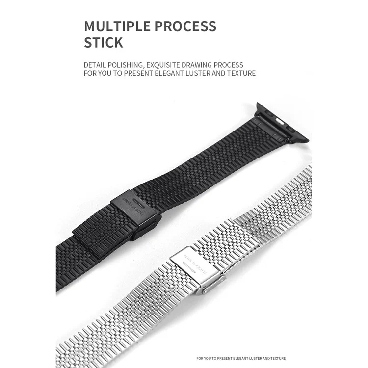 Buckle Design Stainless Steel Smart Watch Strap Replacement for Apple Watch Series 10 42mm / 9 8 7 41mm / 6 5 4 SE SE (2022) SE (2023) 40mm / 3 2 1 38mm  - Silver