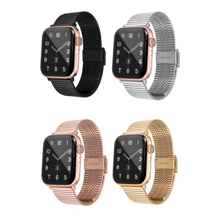 Buckle Design Stainless Steel Smart Watch Strap Replacement for Apple Watch Series 10 42mm / 9 8 7 41mm / 6 5 4 SE SE (2022) SE (2023) 40mm / 3 2 1 38mm  - Silver