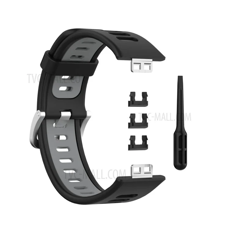 Soft Silicone Dual Color Watch Strap for Huawei Watch Fit - Black/Grey