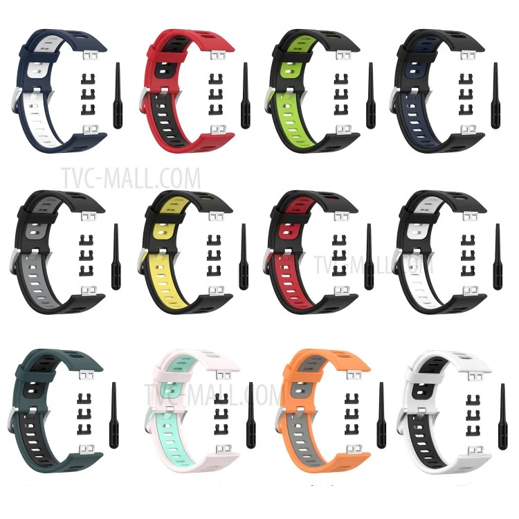 Soft Silicone Dual Color Watch Strap for Huawei Watch Fit - Red/Black