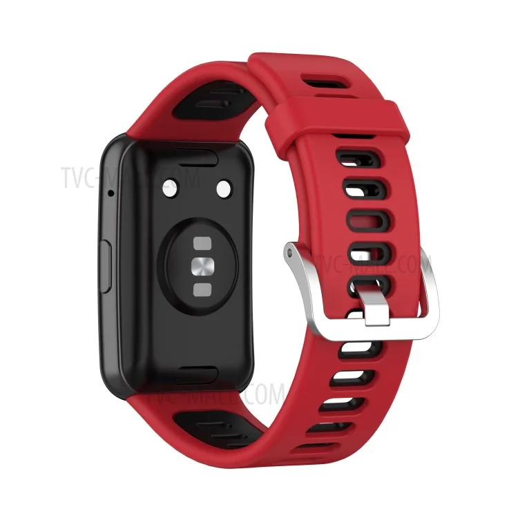 Correa De Reloj De Doble Color De Silicona Suave Para El Reloj Huawei. - Negro Rojo