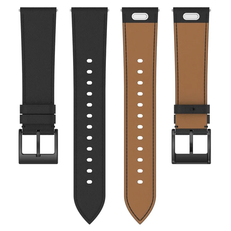 20mm Strap for Samsung Galaxy Watch 7 / 6 / 5 44mm 40mm Universal Genuine Cow Leather Watch Band with Press Button - Black