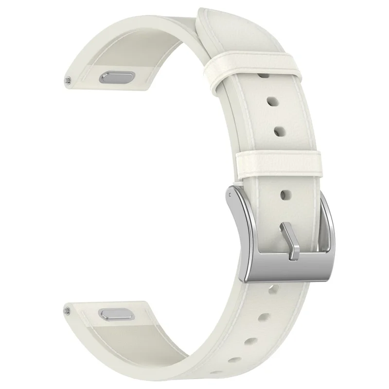 Кожаный ремешок 20 мм для Samsung Galaxy Watch 7 / 6 / 5 44 мм 40 мм универсальный из натуральной воловьей кожи с нажимной кнопкой - Белый