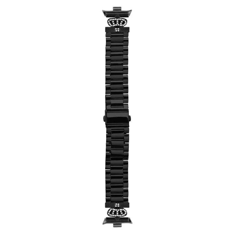 Pulseira de Aço Inoxidável para Xiaomi Redmi Watch 4 com Decoração de Strass em Formato de Coroa - Preto