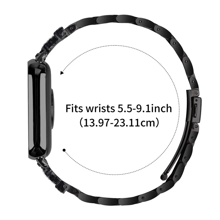 Pulseira de Aço Inoxidável para Xiaomi Redmi Watch 4 com Decoração de Strass em Formato de Coroa - Preto
