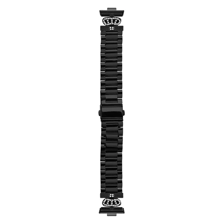 Para Huawei Watch Fit 3 Correa de acero inoxidable Forma de corona Decoración de Rhinestone Banda de reloj - Negro