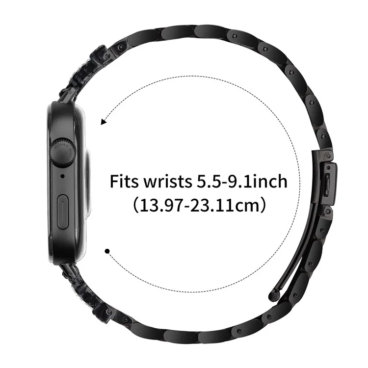 Para Huawei Watch Fit 3 Correa de acero inoxidable Forma de corona Decoración de Rhinestone Banda de reloj - Negro