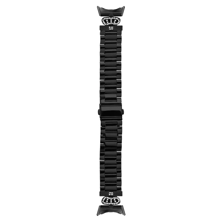 Für Google Pixel Watch 2 / Watch Edelstahlarmband in Kronenform mit Strassstein-Verzierung - Schwarz
