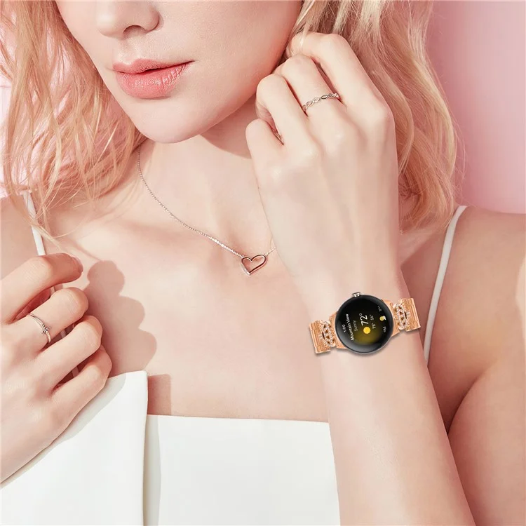 For Google Pixel Watch 2 / Watch Stainless Steel Strap Crown Shape Rhinestone Decor Watch Band - Rose Gold