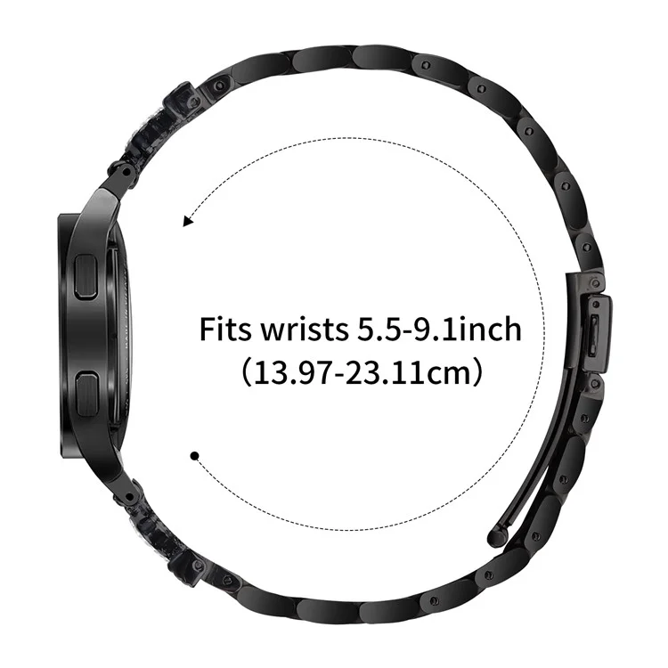 Metal Strap with Connector for Samsung Galaxy Watch 5 Pro  /  5  /  5 Active  /  4  /  4 Classic  /  4 Active Crown Shape Watch Band - Black