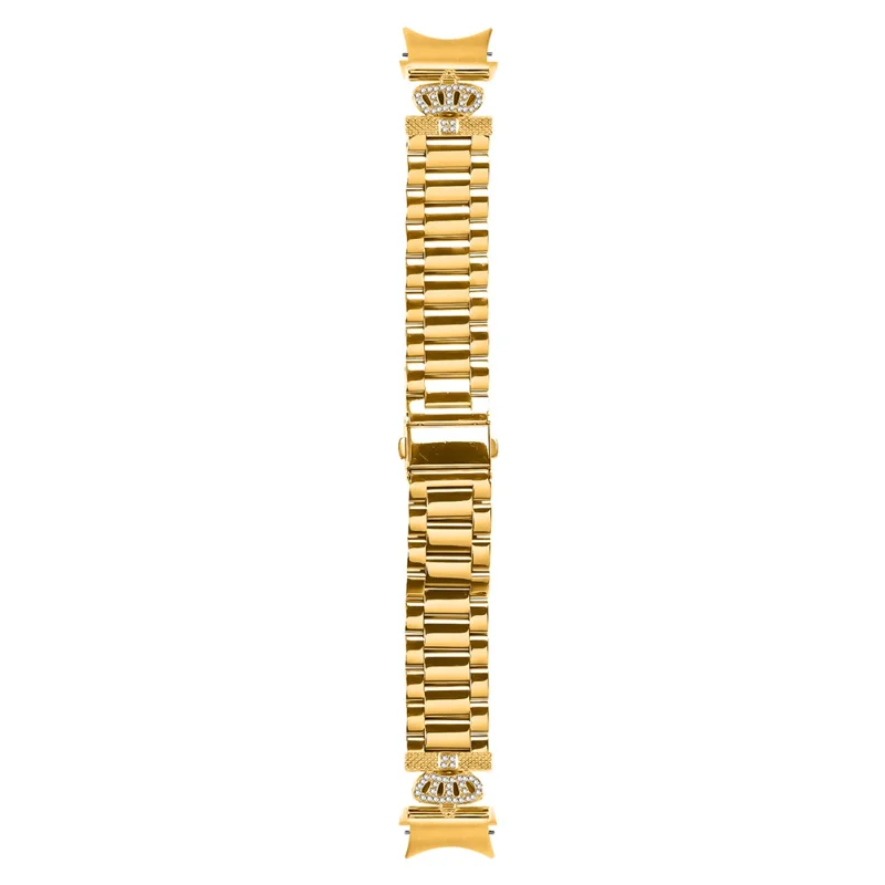 Metal Strap with Connector for Samsung Galaxy Watch 5 Pro  /  5  /  5 Active  /  4  /  4 Classic  /  4 Active Crown Shape Watch Band - Gold