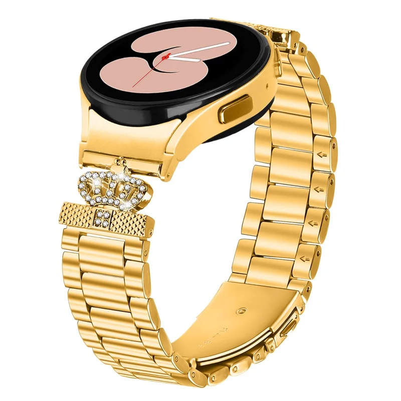 Metal Strap with Connector for Samsung Galaxy Watch 5 Pro  /  5  /  5 Active  /  4  /  4 Classic  /  4 Active Crown Shape Watch Band - Gold