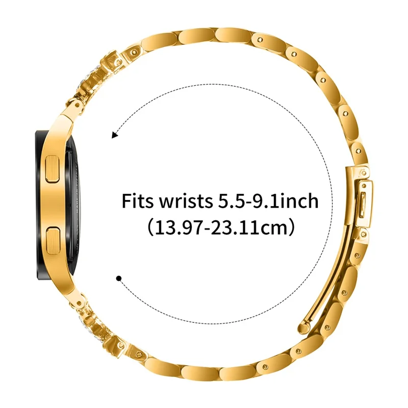 Metal Strap with Connector for Samsung Galaxy Watch 5 Pro  /  5  /  5 Active  /  4  /  4 Classic  /  4 Active Crown Shape Watch Band - Gold