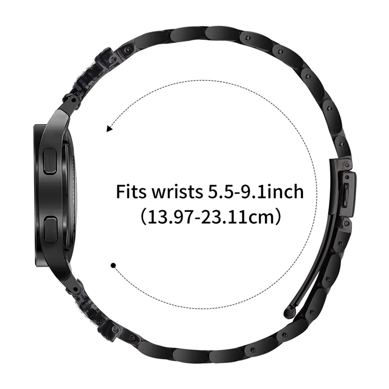 Metal Strap with Connector for Samsung Galaxy Watch7 44mm / 40mm Crown Shape Rhinestone Decor Watch Band - Black