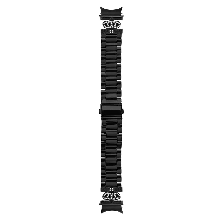 Correa de Metal con Conector de Liberación Rápida para Samsung Galaxy Watch7 44mm / 40mm con Forma de Corona y Decoración de Strass - Negro