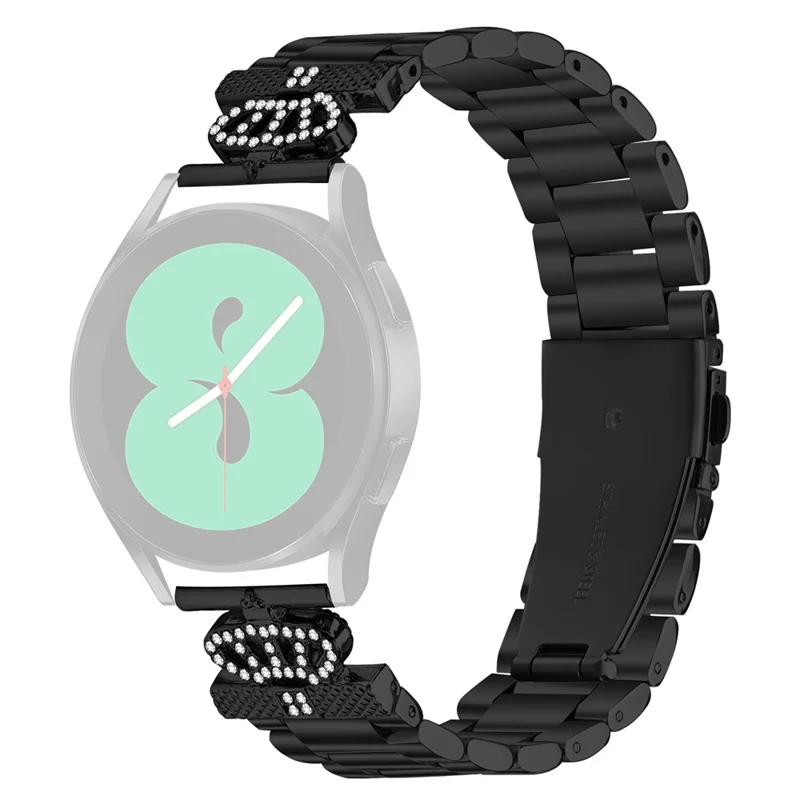 Pour Samsung Galaxy Watch4 Classic 42mm / 46mm Bracelet en Métal Couronne Strass Décoration Bracelet de Montre - Noir