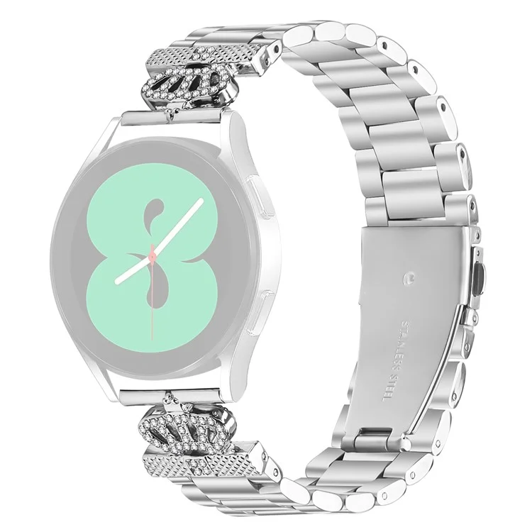 Correa de Acero Inoxidable para Samsung Galaxy Watch3 41mm con Corona de Strass en Forma de Corona y Decoración de Estrás en Plata