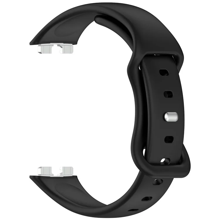 Silicone Watch Strap for Huawei Band 10 / 9 / 9 NFC / 8 / 8 NFC Butterfly Buckle Adjustable Replacement Band - Black
