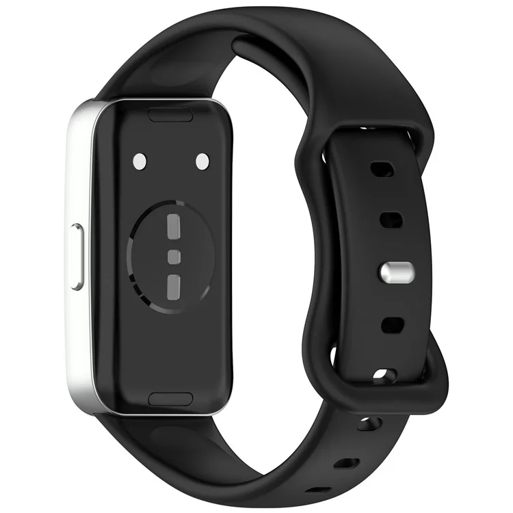 Silicone Watch Strap for Huawei Band 10 / 9 / 9 NFC / 8 / 8 NFC Butterfly Buckle Adjustable Replacement Band - Black