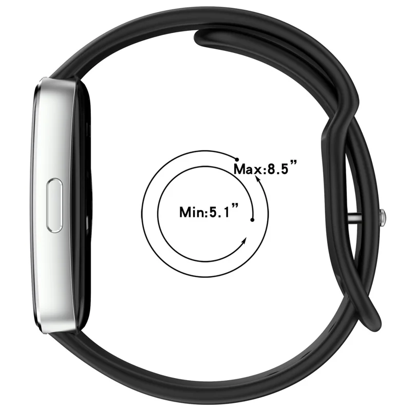 Silicone Watch Strap for Huawei Band 10 / 9 / 9 NFC / 8 / 8 NFC Butterfly Buckle Adjustable Replacement Band - Black