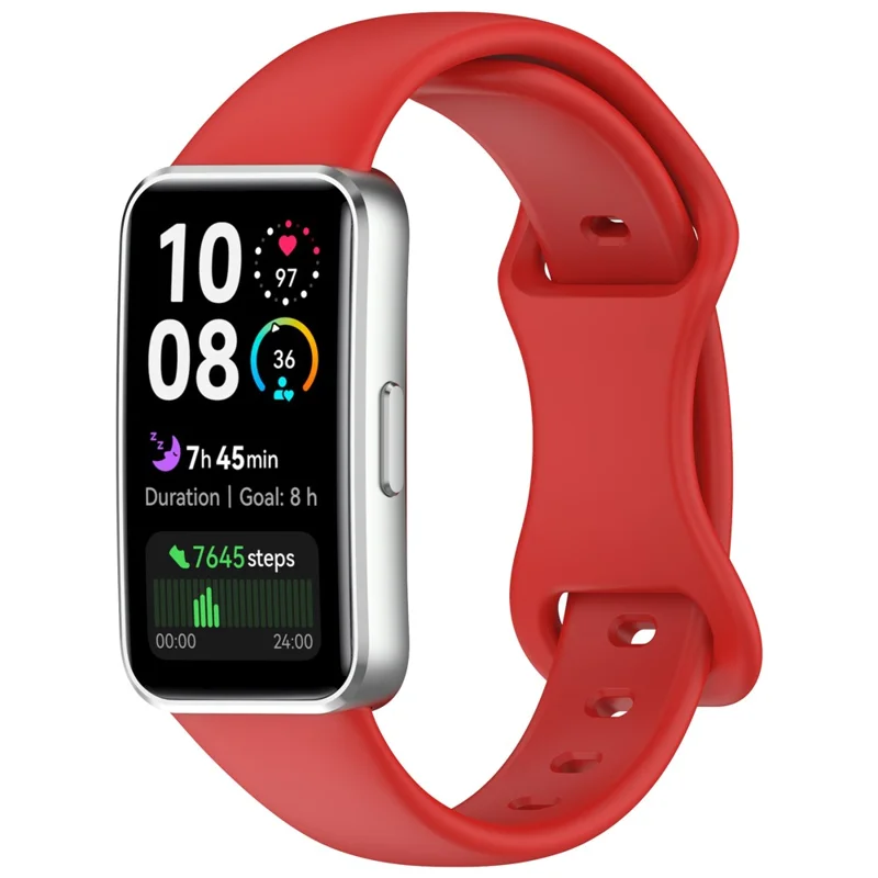 Silicone Watch Strap for Huawei Band 10 / 9 / 9 NFC / 8 / 8 NFC Butterfly Buckle Adjustable Replacement Band - Red